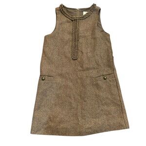 Lands End Kids Girls Dress Size 6X Brown Holiday Sparkly Golden Party Holiday‎